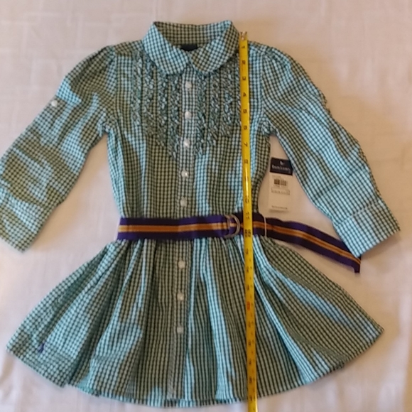 NWT- Ralph Lauren Green Plaid Girl's Dress Size 3T - Picture 3 of 9